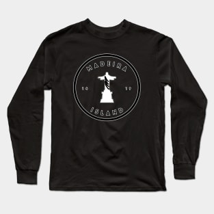 Madeira Island 1419 logo with Christ the Redeemer in black & white Long Sleeve T-Shirt